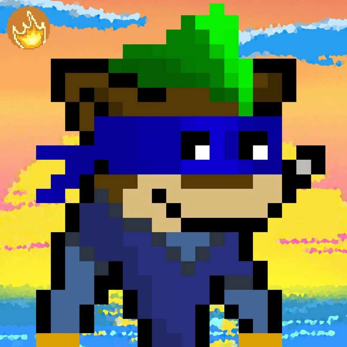 blockchain bandicoot nft example green hat and blue bandana