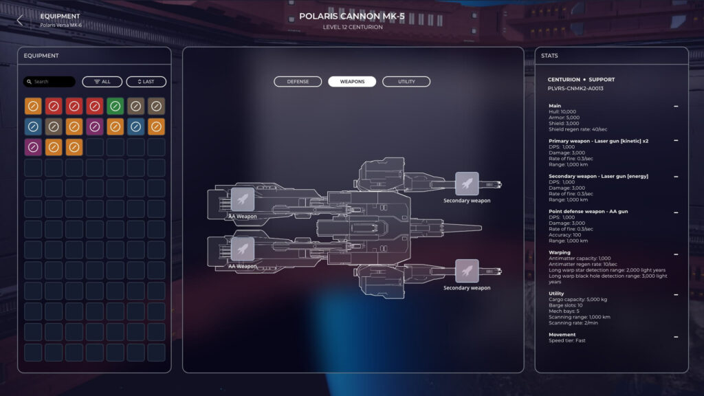 Infinite Fleet Equipment Update