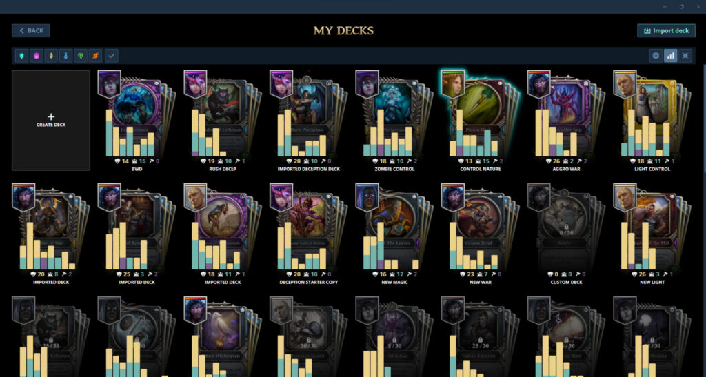 Gods Unchained deck builder