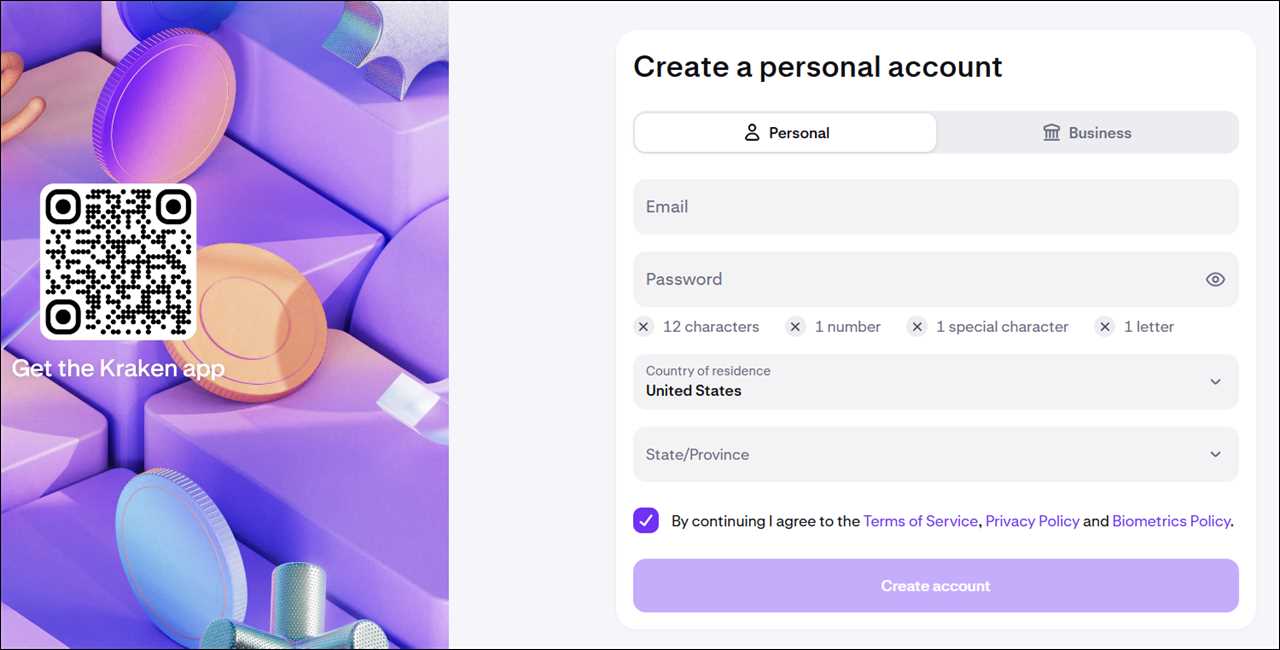 Step 1: Go to the Kraken Website and Sign Up