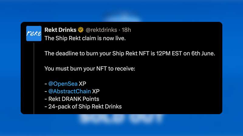 Rekt Drinks Ship Rekt - Drinks Claim