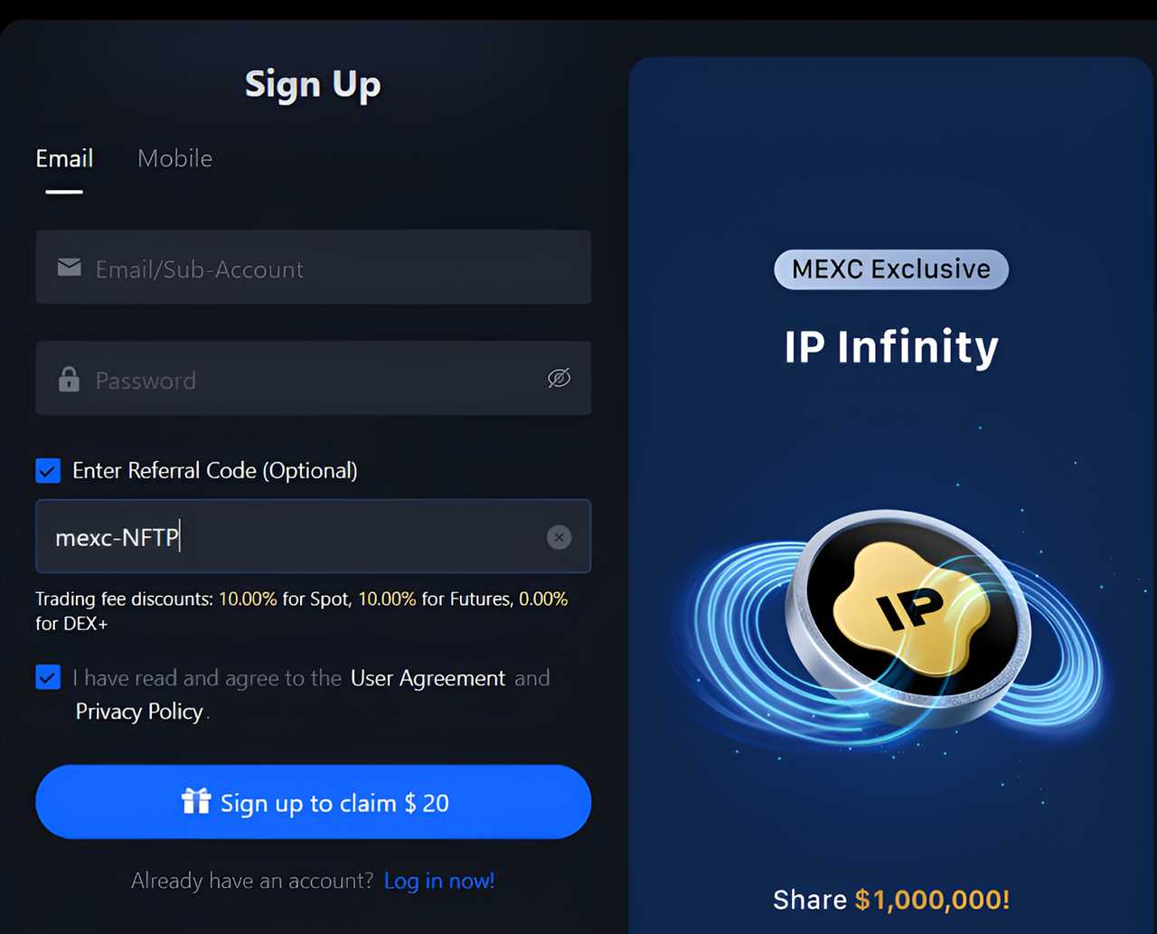MEXC Referral Code 2025: “mexc-NFTP” (10,000 USDT Sign-up Bonus)
