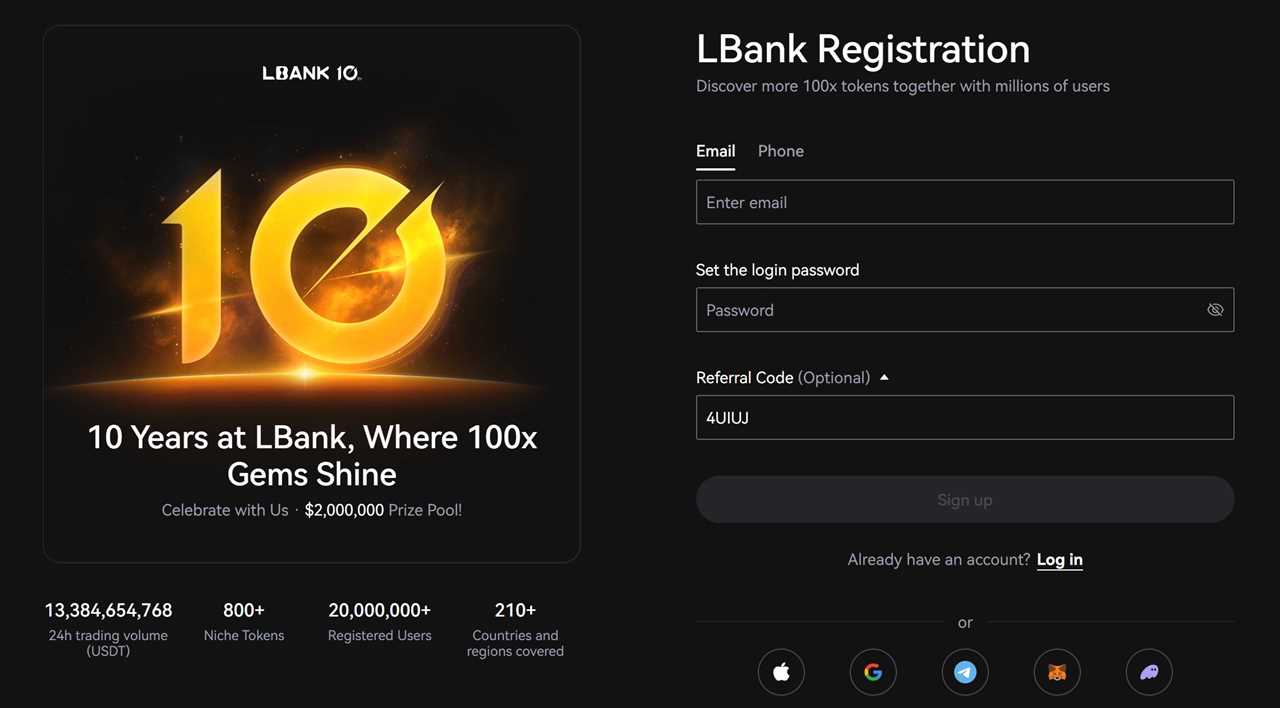 Open a LBank Account using the referral link.