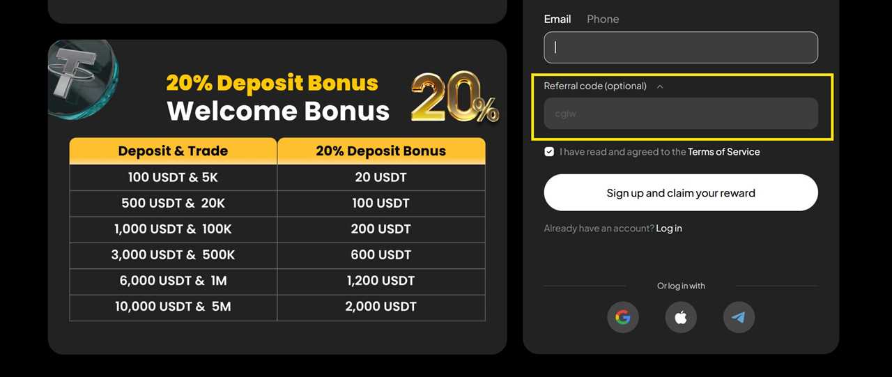 Create a new account using the WEEX invite code