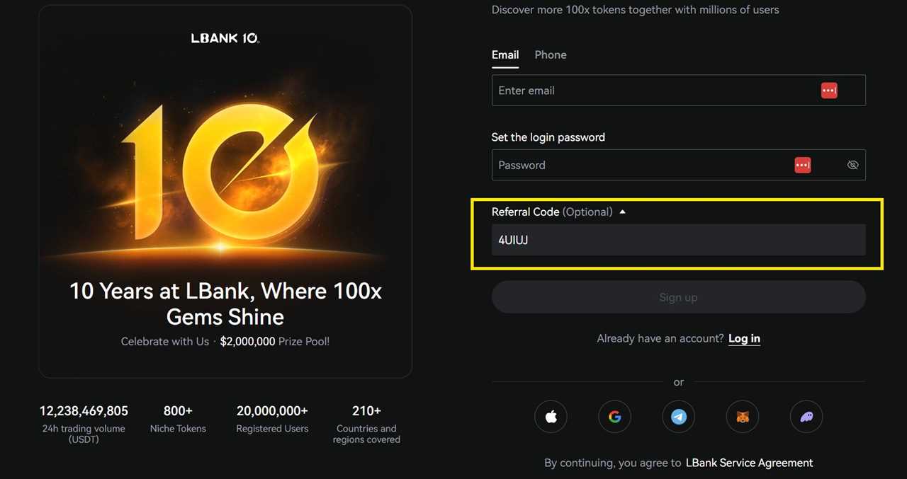 Register on the LBank exchange