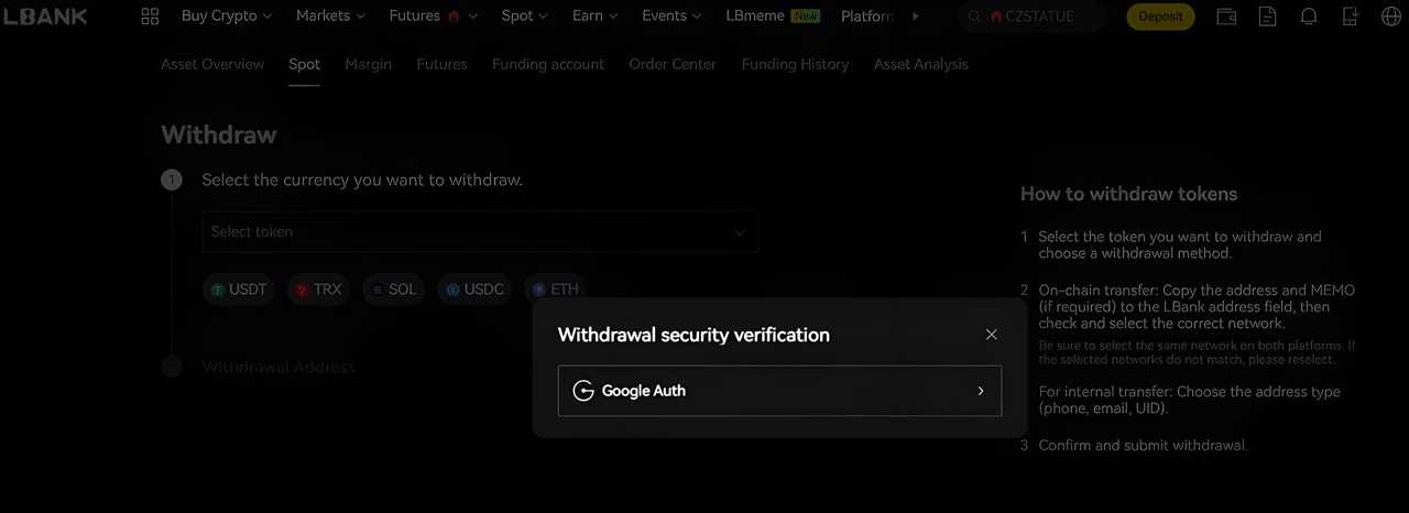 LBank Confirm the withdrawal