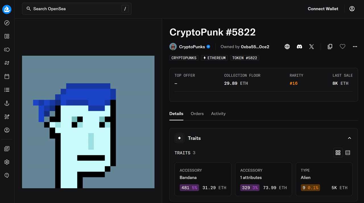CryptoPunk #5822 – $23.7 Million