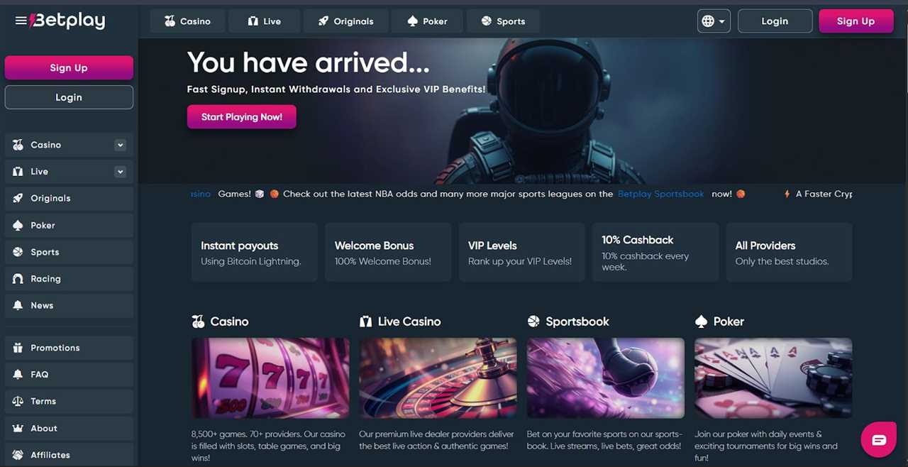 Betplay – Best for Fast Bitcoin Payouts and a Large, Easy-to-Explore Game Library