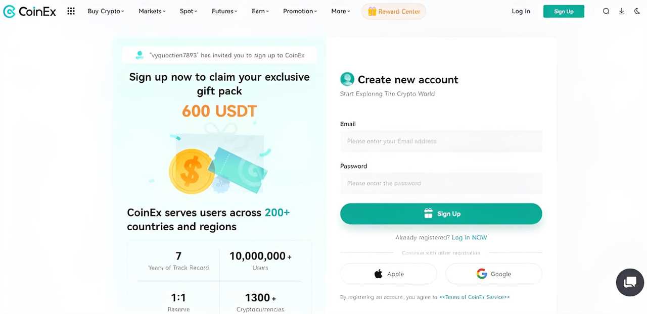 CoinEx - No KYC Crypto Exchange
