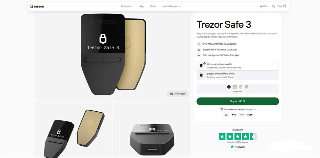 Trezor Safe 3 - Best Cold Storage Wallets for Crypto