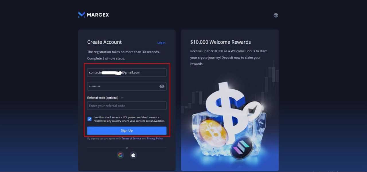 Step 1: Create a Margex Account