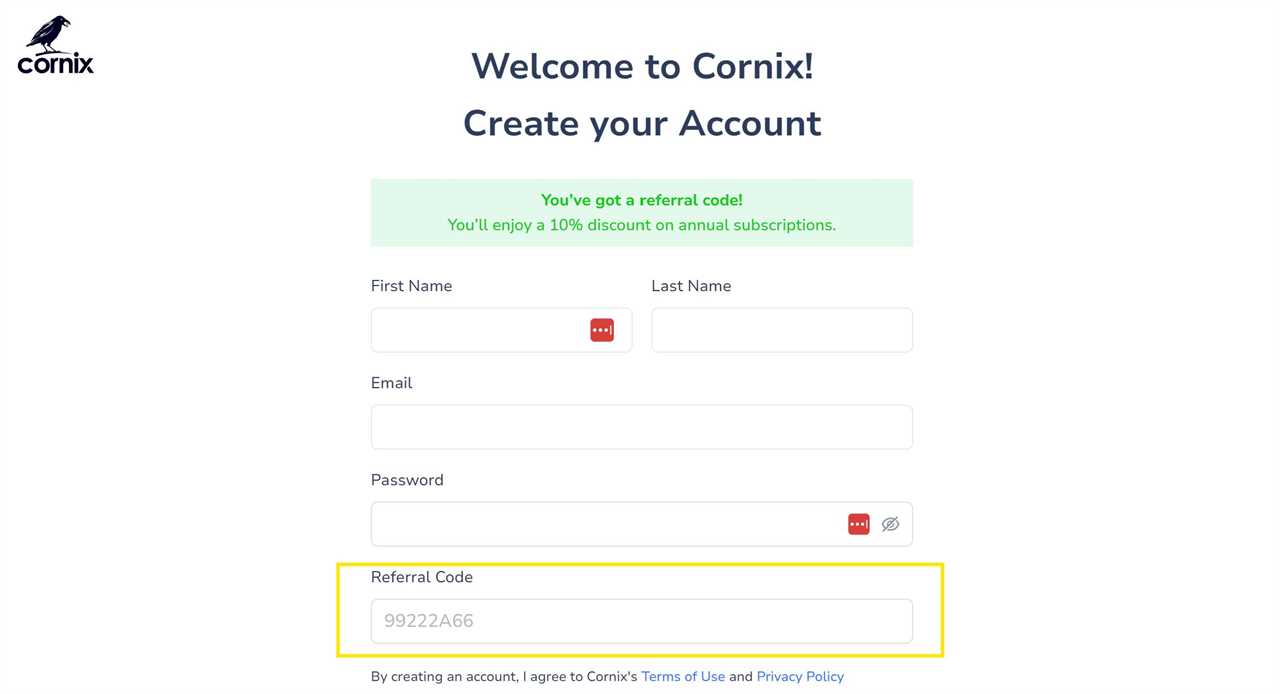 Create a Cornix Account