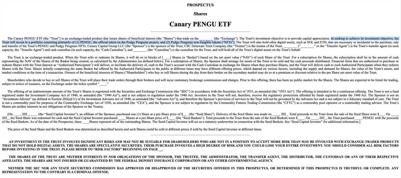 A PENGU ETF Would Put Pudgy Penguins NFTs Inside a Regulated US Fund — What That Actually Means