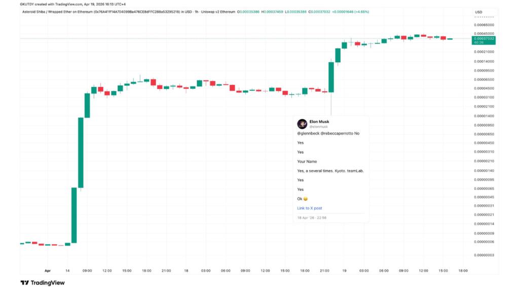 ASTEROID coin price reaction to Elon Musk tweet about SpaceX mascot (Source: TradingView)